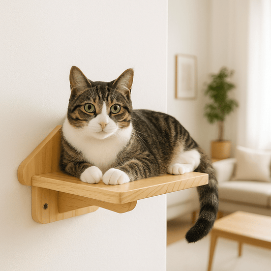 minou couché sur arbre a chat mural bois FelinDesign