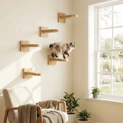 arbre à chat mural deco salon moderne bois