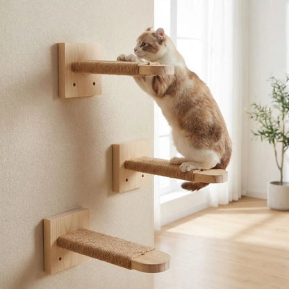 perchoir chat mural minimaliste bois sisal design