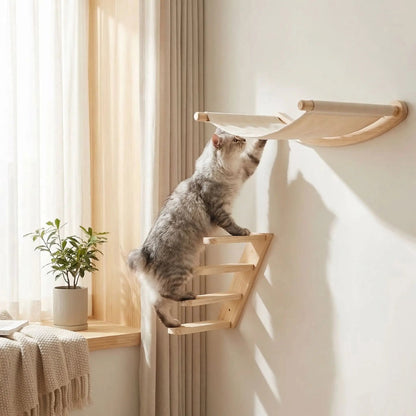 arbre à chat mural escalier mural chat bois naturel marches griffoir 