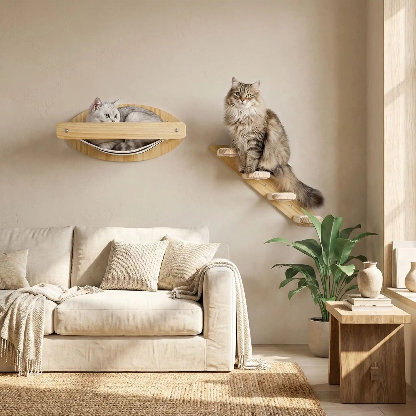 arbre a chat murale design salon moderne