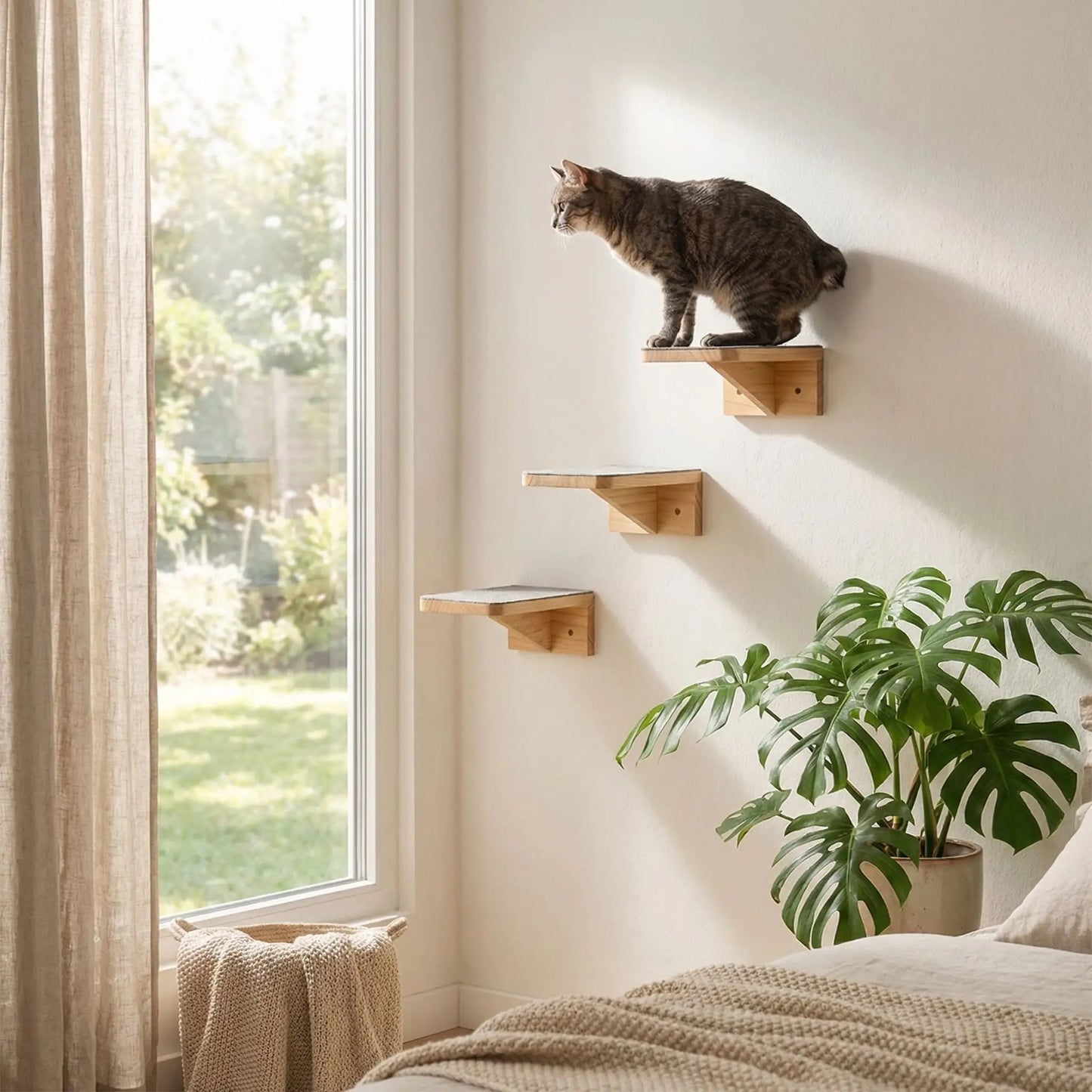 ensemble perchoirs arbre a chat murale bois