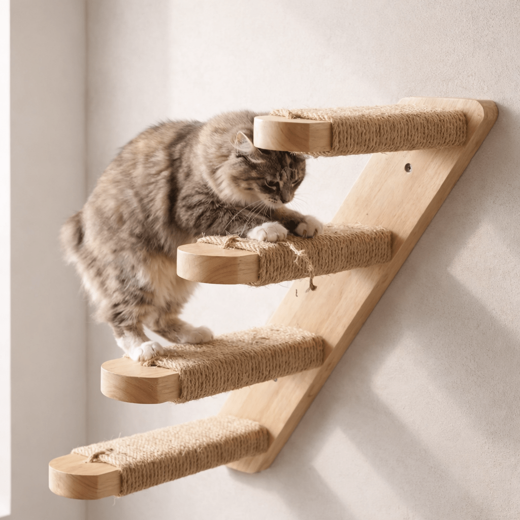 arbre à chat-mural en bois griffoir sisal chat fait griffes