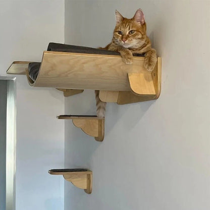 chat roux repose sur arbre a chat murale Félivert