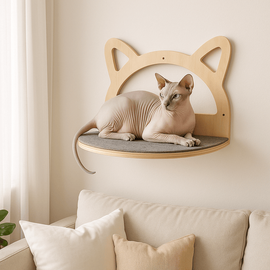 Shynx couché sur arbre chat mural observe territoire Design Chat