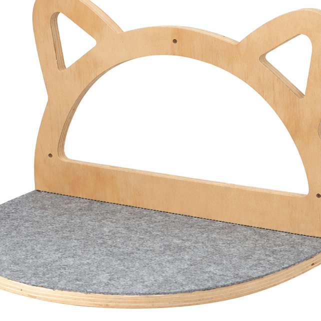 perchoir chat mural bois naturel coussin feutre gris zoom matériaux