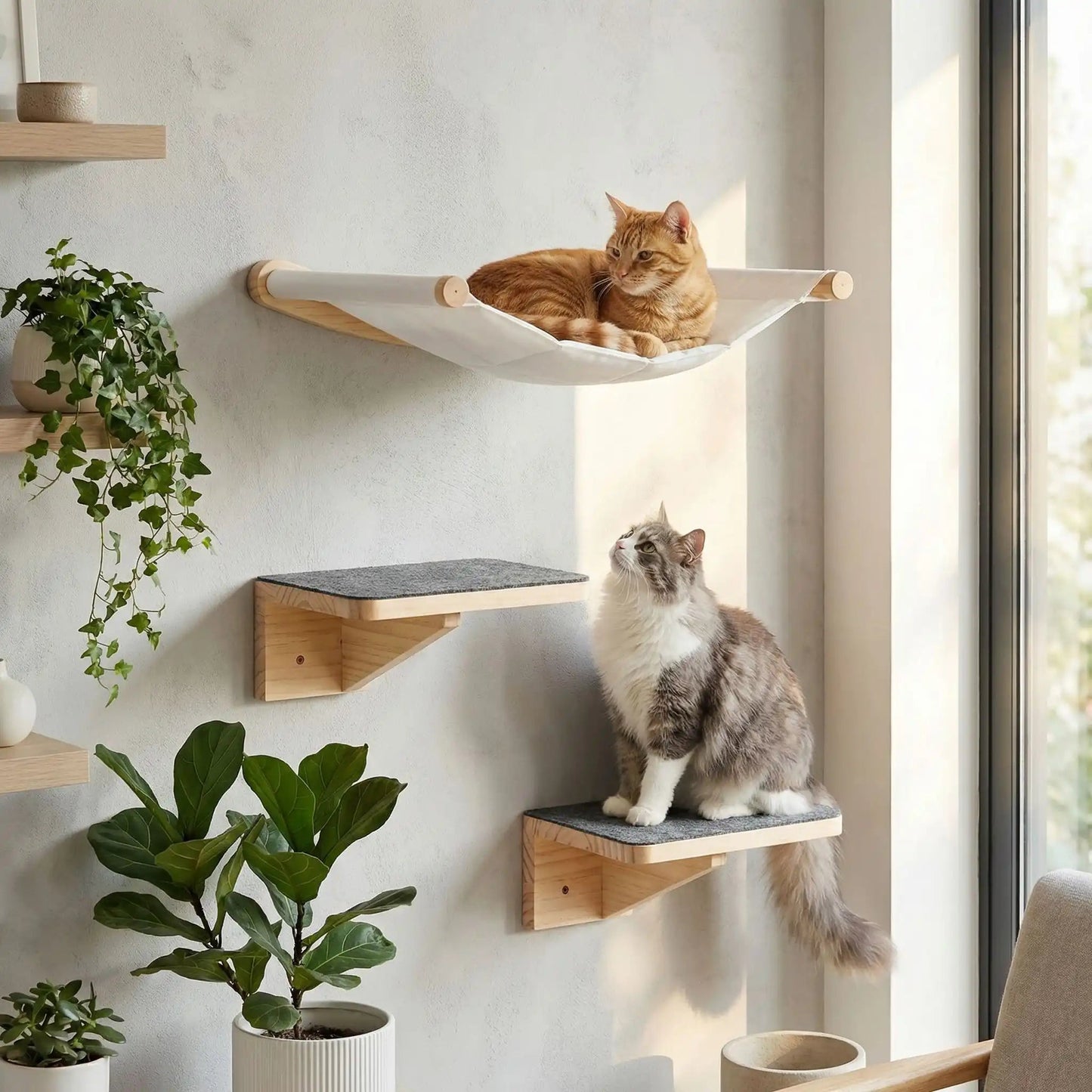 arbre chat mural multi niveaux deux chats