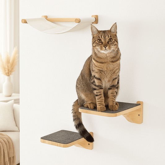 chat assis sur perchoir de l'arbre chat mural VerticalFlex