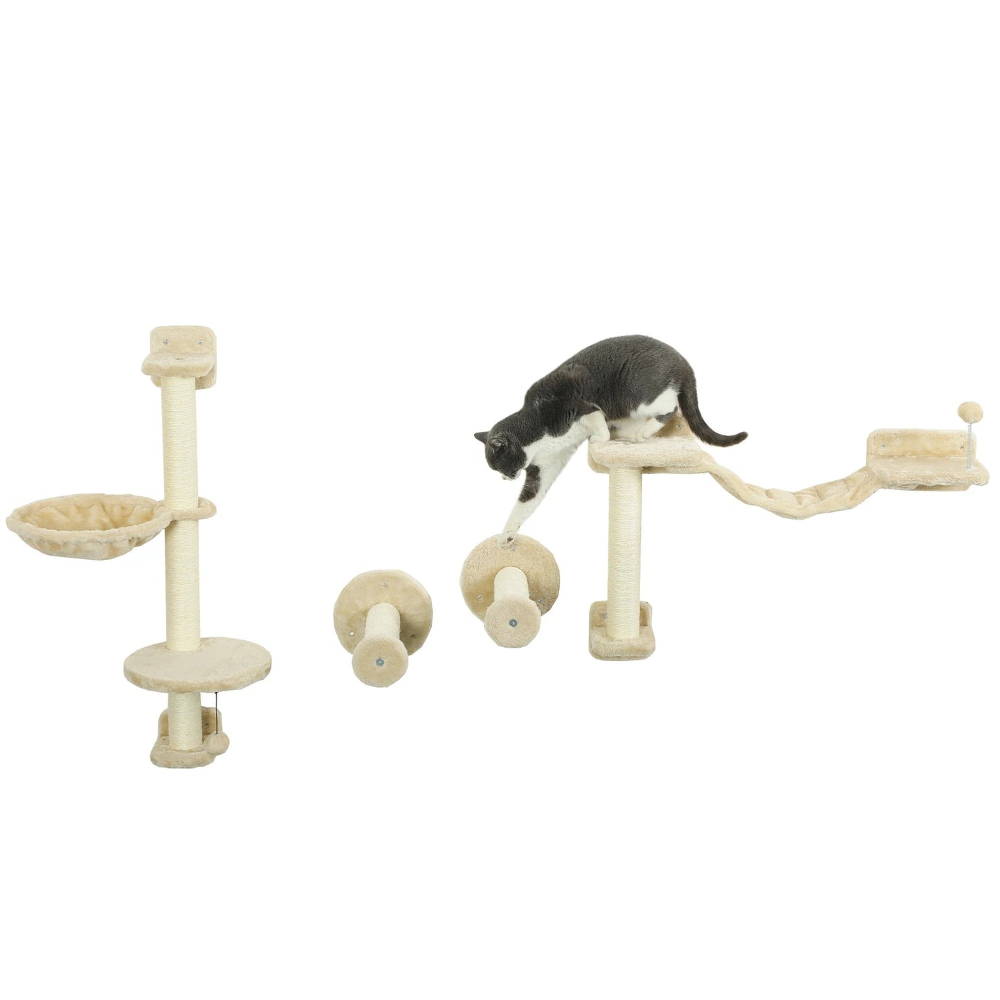 arbre chat mural beige Vertifélin