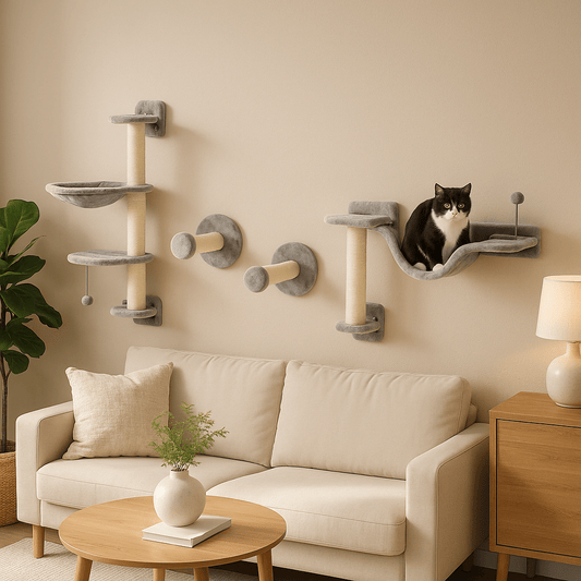 gros chat noir repose dans arbre chat mural VertiFélin