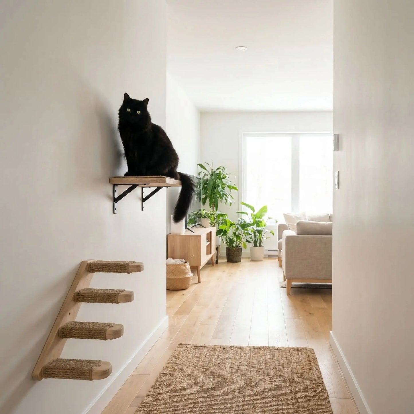 arbres a chat mural design moderne chat noir salon