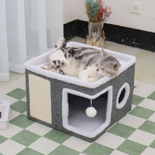 chat dors dessus toit niche à chat villa féline