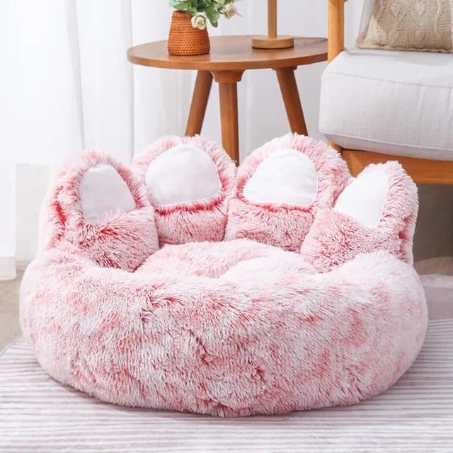coussin chats en forme de patte rose panier pour chat doux et moelleux