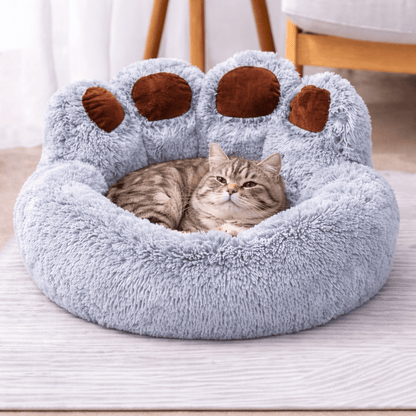 coussin chats en forme de patte gris panier pour chat ultra confortable