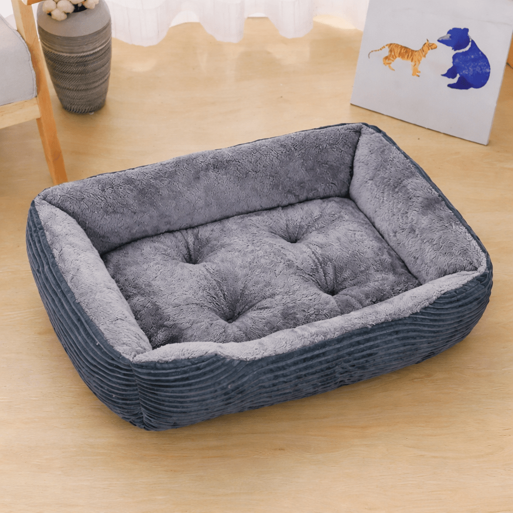 panier pour chat bleu gris confortable avec assise épaisse