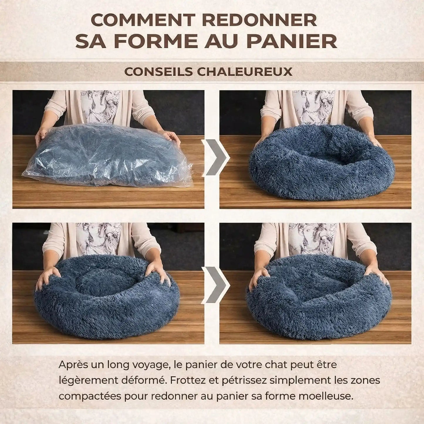 comment redonner forme coussin panier pour chat