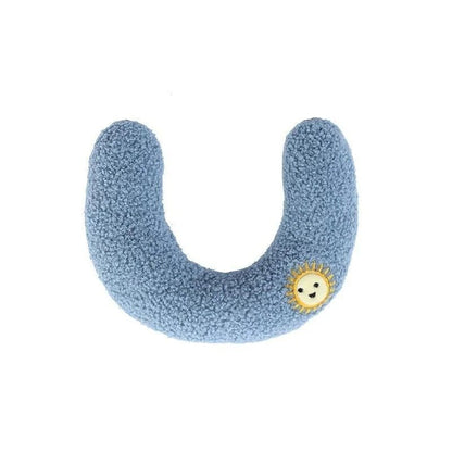 coussin pour chat bleu forme croissant doux