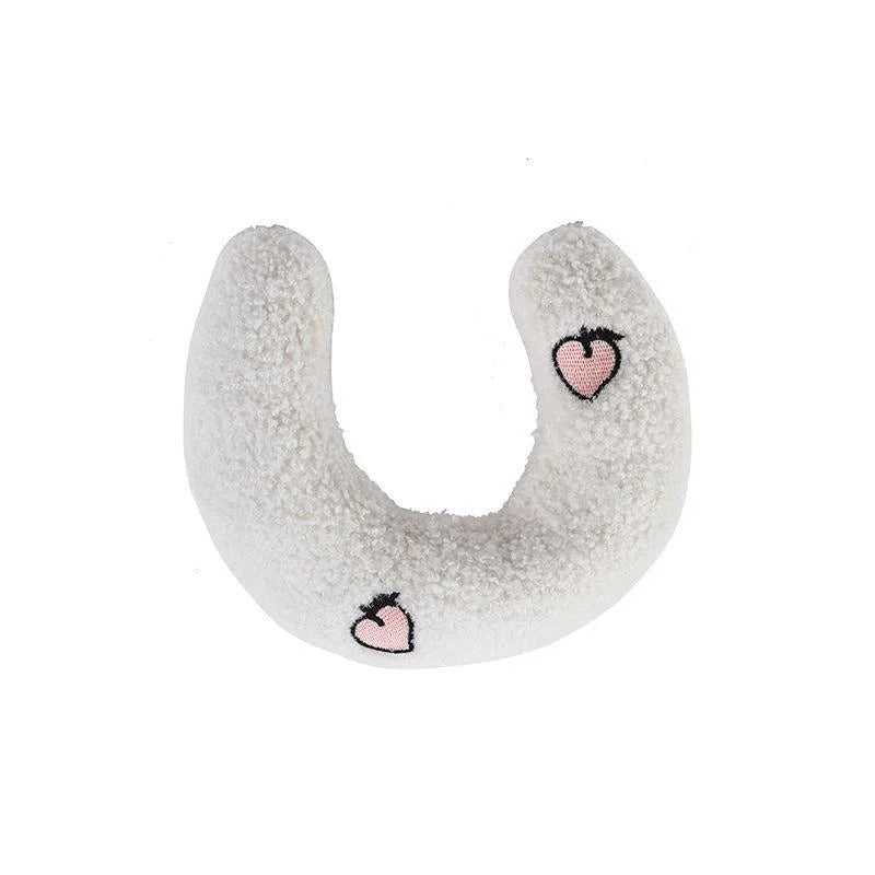 coussin pour chat blanc forme croissant moelleux