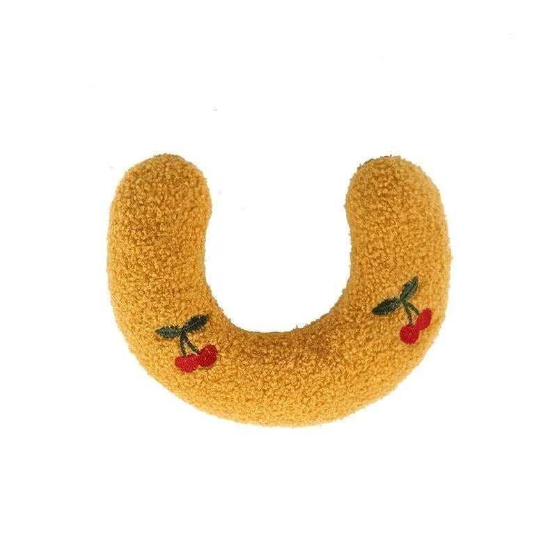 coussin pour chat jaune forme croissant confort