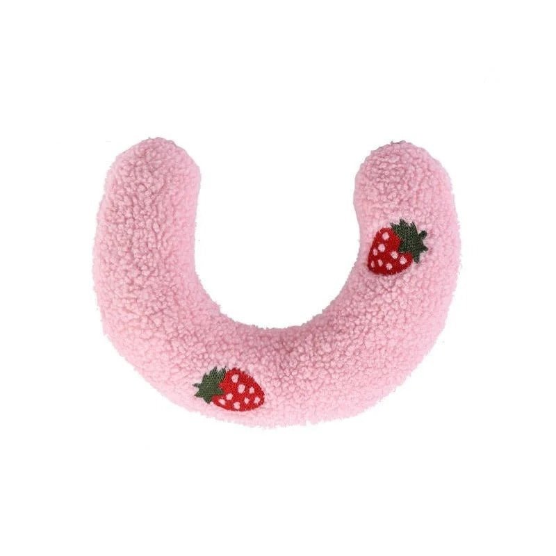 coussin pour chat rose forme croissant doux