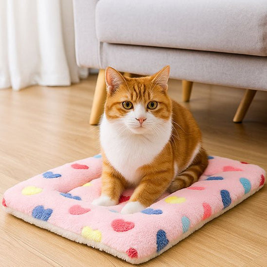 mignon chat roux blanc dessus coussin pour chat velours félin