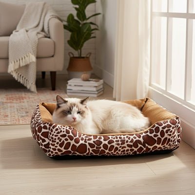 coussin pour chat doux avec bords rembourrés lumière naturelle