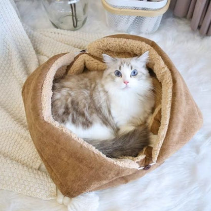 coussin pour chats transformable en panier doux et rassurant