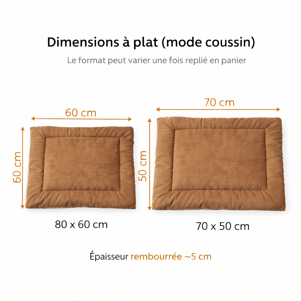 dimensions coussin pour chats transformable panier 80x60-70x50