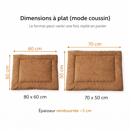 dimensions coussin pour chats transformable panier 80x60-70x50