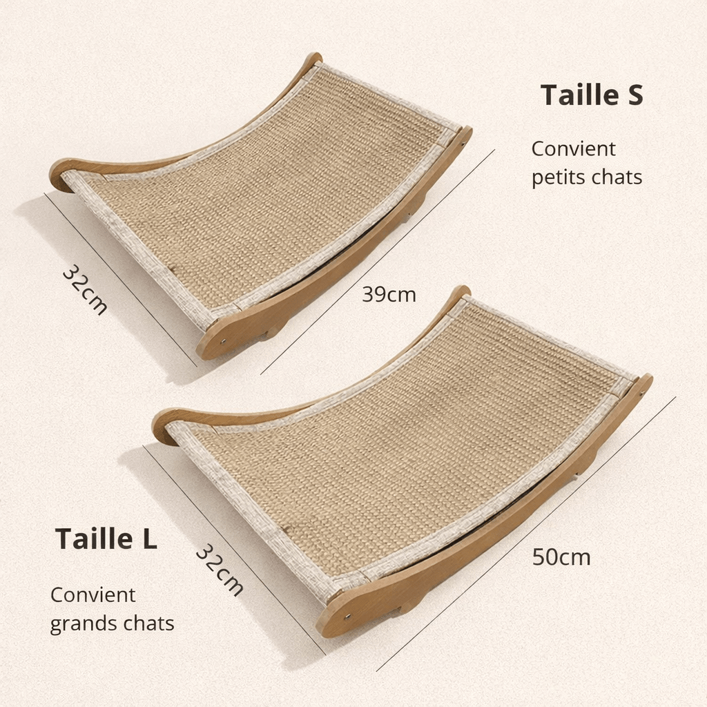 dimensions griffoir à chat design tailles S et L en cm