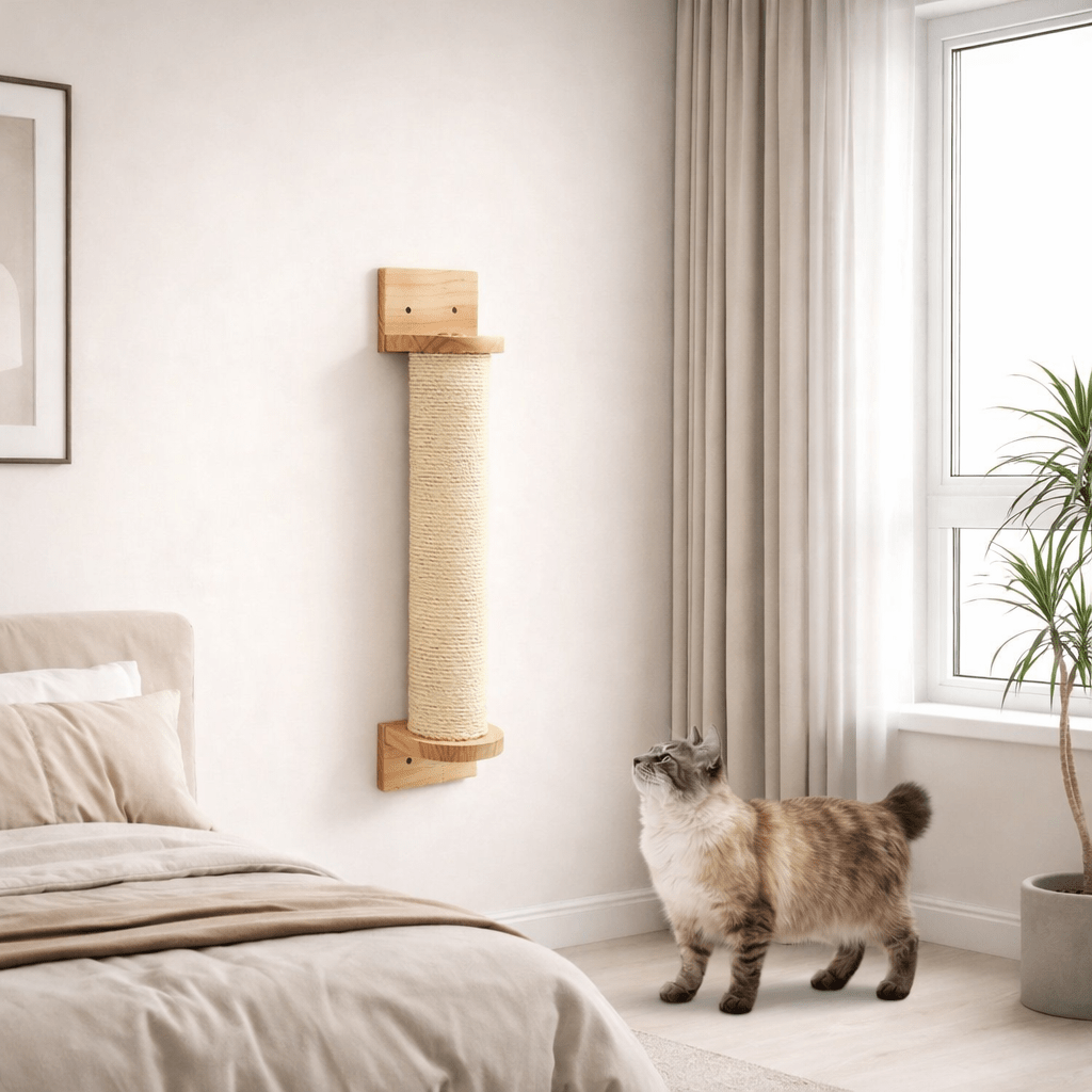 griffoir a chat mural sisal bois naturel chambre chat
