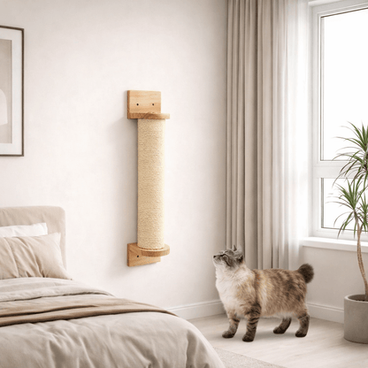 griffoir a chat mural sisal bois naturel chambre chat