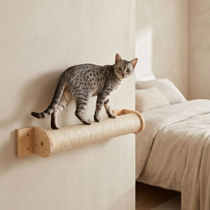 griffoir a chat mural sisal bois chat sur support