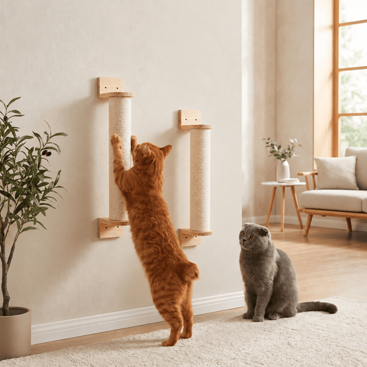 chat fait ses griffes griffoir mural sisal bois