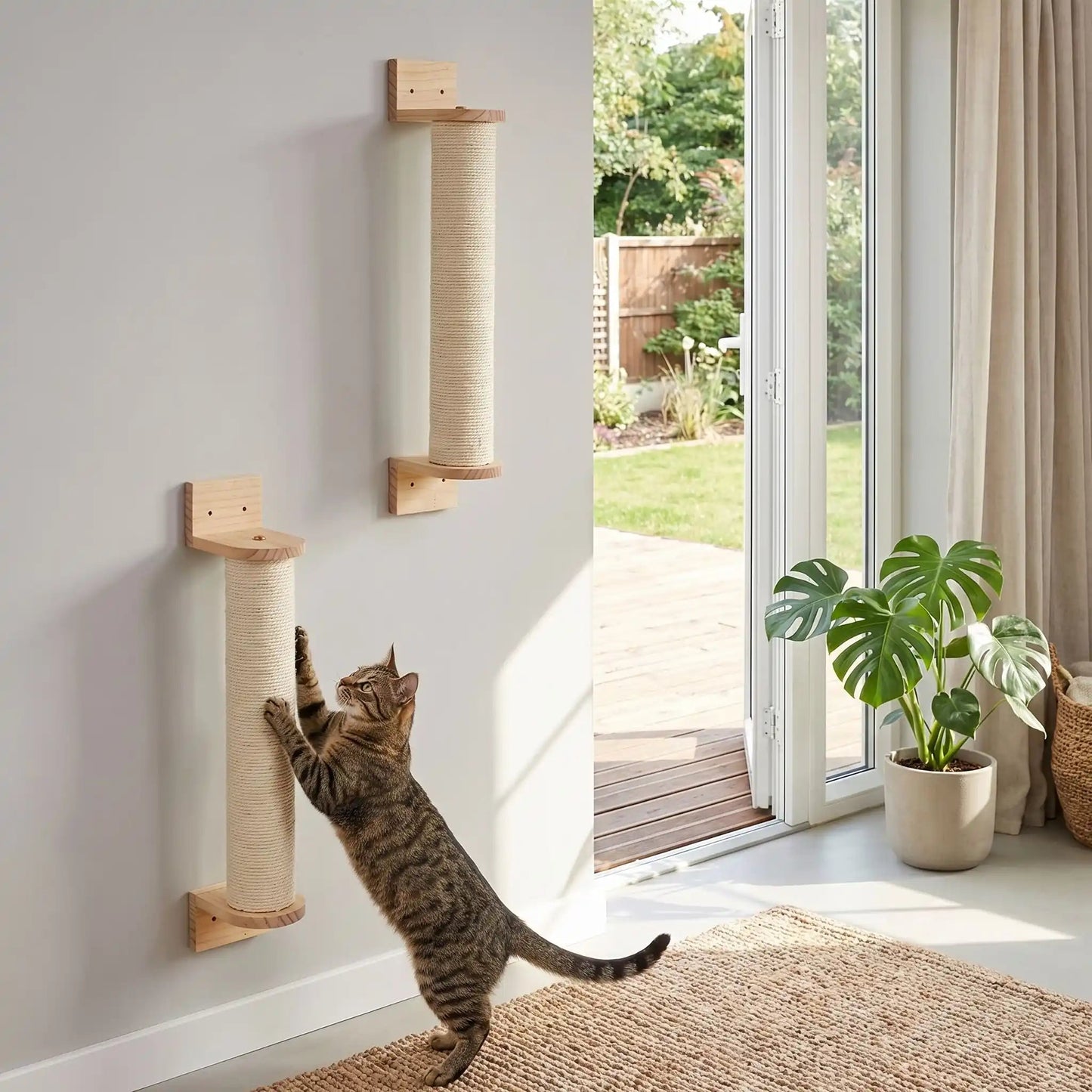 griffoir a chat mural lot deux sisal bois parcours