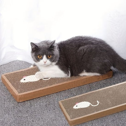 minet couché sur griffoir carton rectangulaire EcoPaw