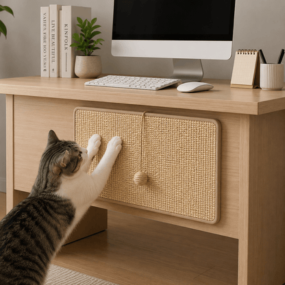 Griffoir chat installé sous un bureau