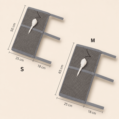 Dimensions du griffoir design pour chat disponible en tailles S et M