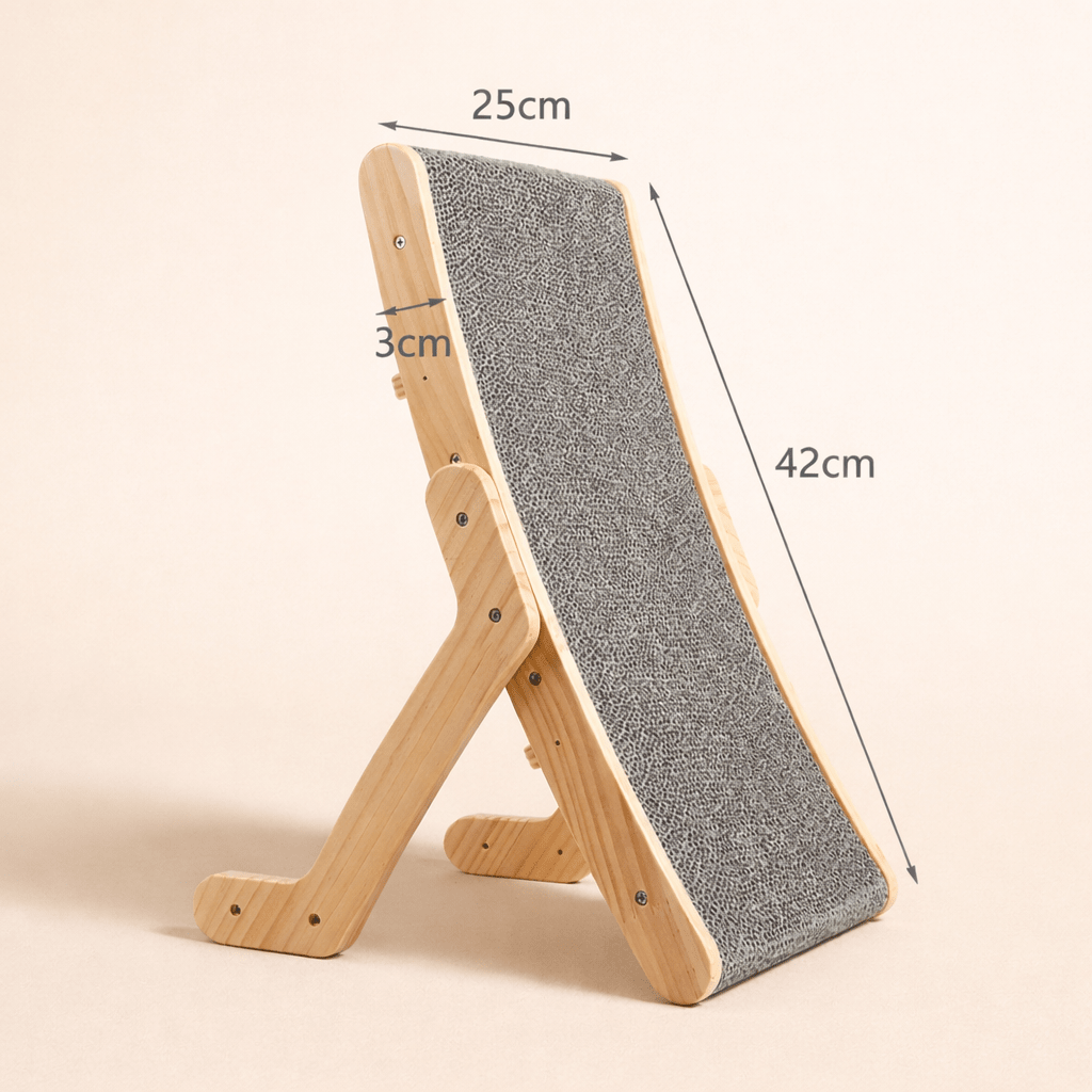 dimensions du griffoir chat taille compacte 42 cm en bois naturel