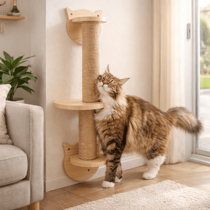 griffoir mural chat bois naturel sisal salon chat main coon