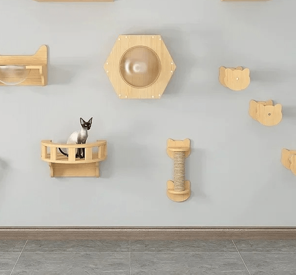 chat assis côté griffoir mural chat Duo Murkitties