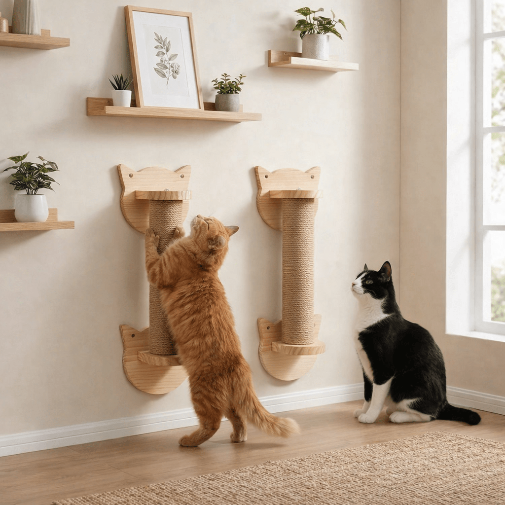 griffoir mural chat bois sisal utilisation par les chats
