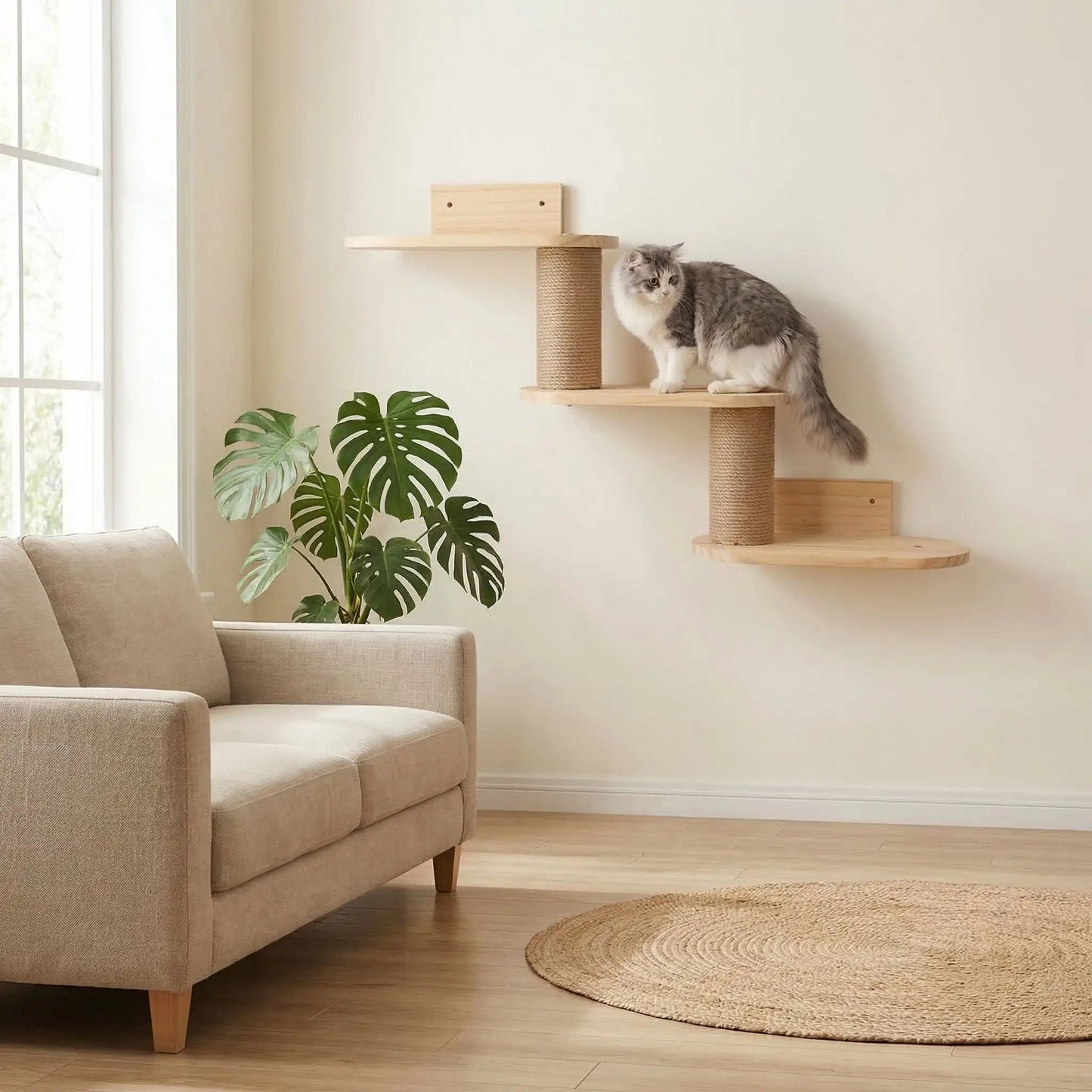 griffoir mural chat design moderne perchoir chat mural bois naturel