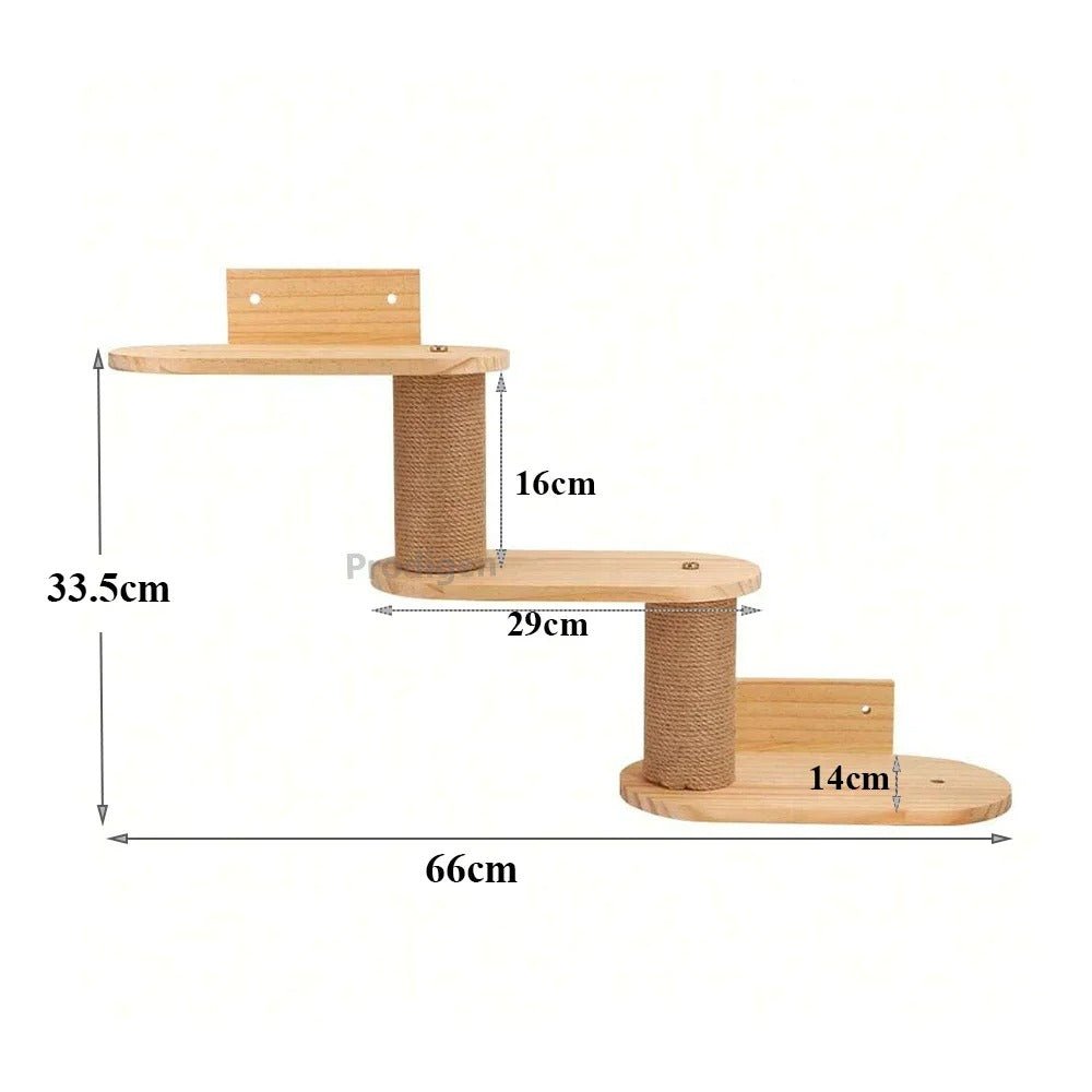 dimensions griffoir mural chat sisal bois massif 66cm 33.5cm