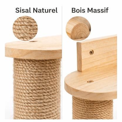 matériaux griffoir mural chat sisal naturel bois massif