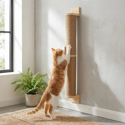 griffoir mural chat sisal bois chat fait ses griffes