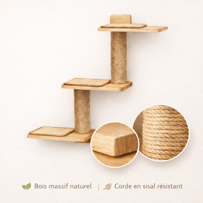 griffoir mural chat bois massif sisal naturel