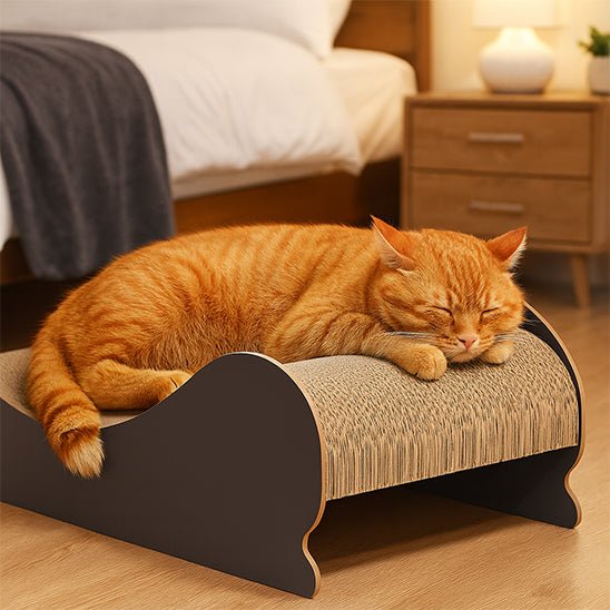griffoir chat design utilisé comme lit de repos