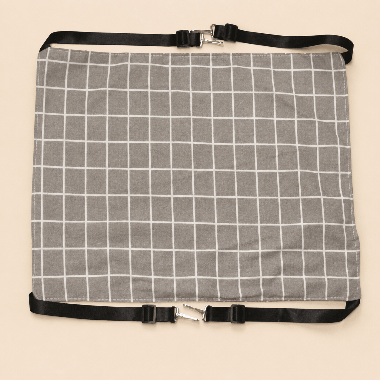 Hamac à chat suspendu gris quadrillé avec tissu confortable et sangles réglables