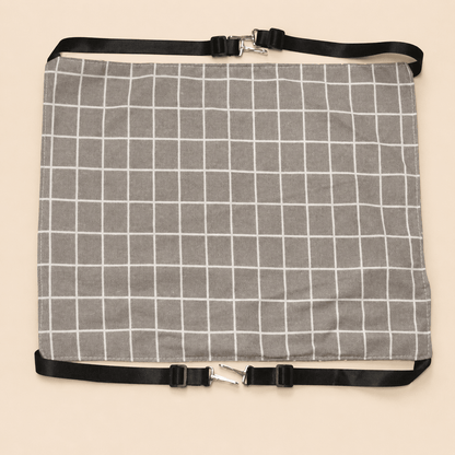 Hamac à chat suspendu gris quadrillé avec tissu confortable et sangles réglables